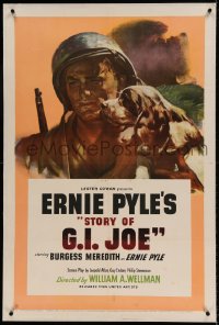 9h169 STORY OF G.I. JOE linen 1sh 1945 William Wellman, art of Burgess Meredith as journalist Ernie Pyle!