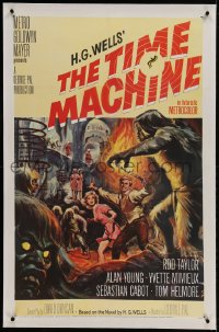9h180 TIME MACHINE linen 1sh 1960 H.G. Wells, George Pal, great Reynold Brown sci-fi artwork!