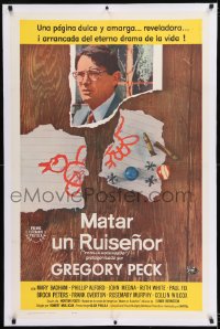 9h182 TO KILL A MOCKINGBIRD linen Spanish/US 1sh 1963 Gregory Peck classic, Harper Lee famous novel!