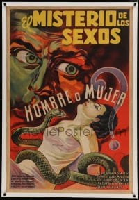 9j183 MYSTERIUM DES GESCHLECHTES linen Argentinean 1940s Venturi art, El Misterio de los Sexo, rare!