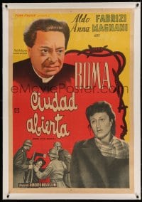 9j189 OPEN CITY linen Argentinean 1947 Roberto Rossellini's Roma, Citta Aperta, Anna Magnani, Fabrizi