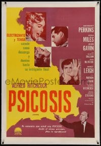 9j191 PSYCHO linen Argentinean 1960 Leigh, Perkins, Alfred Hitchcock shown, completely different!
