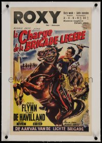 9j142 CHARGE OF THE LIGHT BRIGADE linen Belgian R1950s different Wik art of Errol Flynn, Curtiz