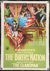 9j207 BIRTH OF A NATION 29x41 recreation acrylic painting 1990s D.W. Griffith, hand painted!