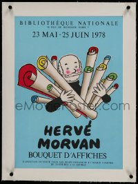 9j076 HERVE MORVAN BOUQUET D'AFFICHES linen 16x22 French art exhibition 1978 great poster art!
