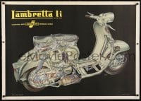 9j081 LAMBRETTA linen 27x39 Italian advertising poster 1959 Lojacono art of transluscent scooter!