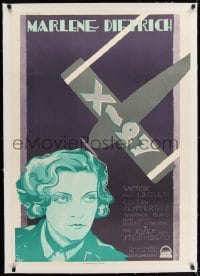 9j129 DISHONORED linen Swedish 1931 von Sternberg, Aberg art of Marlene Dietrich as X-27, rare!