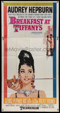9k084 BREAKFAST AT TIFFANY'S 3sh 1961 classic Robert McGinnis art of sexy elegant Audrey Hepburn!