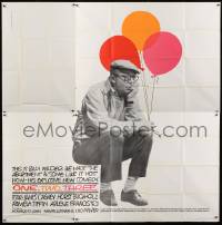9k083 ONE, TWO, THREE 6sh 1962 c/u of director Billy Wilder sitting with balloons, Saul Bass art!