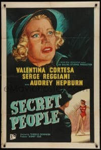9k126 SECRET PEOPLE English 1sh 1952 introducing sexy ballerina Audrey Hepburn, who is pictured!