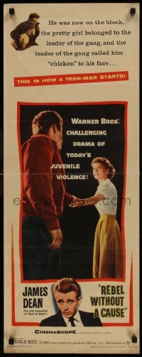 9k047 REBEL WITHOUT A CAUSE insert 1955 different full-length image of James Dean & Natalie Wood!