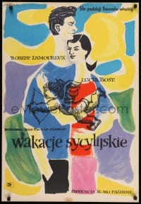9k238 MAGIC VILLAGE Polish 23x34 1956 romantic art of Robert Lamourex & Lucia Bose by Mlodozeniec!