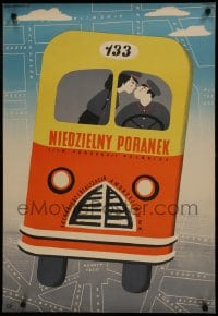 9k243 SUNDAY MORNING Polish 23x34 1955 Andrzej Munk's Niedzielny poranek, bus art by Lipinski!