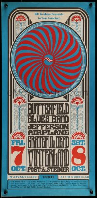 9k275 BUTTERFIELD BLUES BAND/JEFFERSON AIRPLANE/GRATEFUL DEAD 12x24 music poster 1966 Wilson art!
