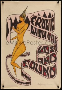 9k289 LOST & FOUND signed 14x20 hand painted music poster 1960s great nude woman art, frolic!