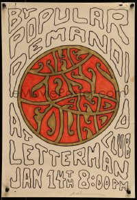9k287 LOST & FOUND orange 14x20 hand painted music poster 1967 at The Letterman by popular demand!