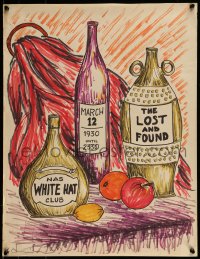 9k285 LOST & FOUND 18x23 hand painted music poster 1967 at the White Hat Club, cool bottle art!