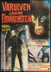 9k206 ASSIGNMENT TERROR Swedish 1971 different Walter Bjorne art of Frankenstein monster & Wolfman!