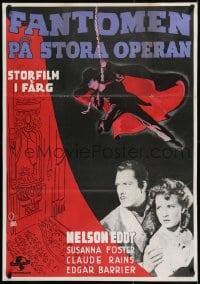 9k211 PHANTOM OF THE OPERA Swedish 1944 different art of Claude Rains by Aberg + Eddy & Foster!