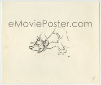 9m087 GREAT MOUSE DETECTIVE animation drawing 1986 Professor Rattigan looking for clues on the floor!
