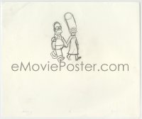 9m094 SIMPSONS animation drawing 2000s cartoon pencil drawing of Homer & Marge walking hand in hand!