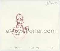 9m092 SIMPSONS animation drawing 2000s cartoon pencil drawing of happy Homer feeling bad for eating!