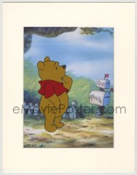 9m080 WINNIE THE POOH matted 11x14 animation cel 1960s he's standing by Kanga & Roo's mailboxes!