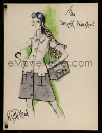 9m135 AIRPORT signed 15x20 costume drawing 1970 wardrobe design by famous fashion designer Edith Head