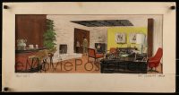 9m031 BUTTERFIELD 8 matted 10x24 concept art painting 1960 production painting of Laurence Harvey's office!