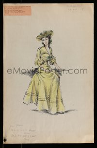 9m041 GIRL IN THE RED VELVET SWING 13x20 costume drawing 1955 wardrobe design for Joan Collins!
