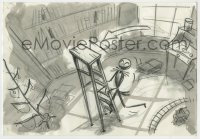9m121 NIGHTMARE BEFORE CHRISTMAS 6x8 storyboard art 1993 pencil drawing of Jack in library!