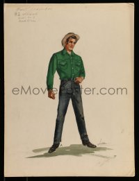 9m168 VENGEANCE VALLEY signed 15x20 costume drawing 1951 wardrobe design for Burt Lancaster by Valles