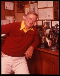 9m361 ALL-STAR TRIBUTE TO JOHN WAYNE 4x5 transparency 1976 he's with his trophies & certificates!
