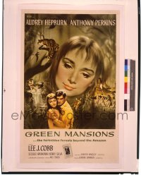 9m584 GREEN MANSIONS 8x10 transparency 1990s one-sheet art of Audrey Hepburn & Anthony Perkins!