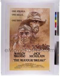 9m596 MISSOURI BREAKS 8x10 transparency 1990s art of Marlon Brando & Jack Nicholson by Bob Peak!
