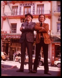 9m443 STREETS OF SAN FRANCISCO 4x5 transparency 1975 Karl Malden & Michael Douglas posing!