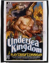 9m628 UNDERSEA KINGDOM 8x10 transparency 1990s great art of Crash Corrigan on the one-sheet!