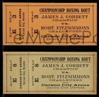 9m010 GENTLEMAN JIM group of 3 2x5 film props 1942 championship boxing tickets used in the movie!