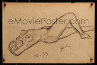 9m018 JAMES A. PORTER group of 5 signed 12x18 original drawings 1963-66 nude female pencil sketches!