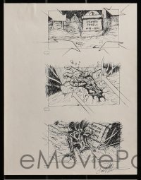 9m113 FROM DUSK TILL DAWN group of 5 storyboard art 1995 signed by producer Robert Kurtzman of KNB!
