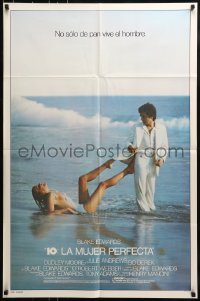 9p011 '10' int'l Spanish language 1sh 1979 Blake Edwards, Dudley Moore & sexy Bo Derek on the beach