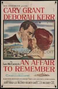 9p027 AFFAIR TO REMEMBER 1sh 1957 romantic c/u art of Cary Grant about to kiss Deborah Kerr!