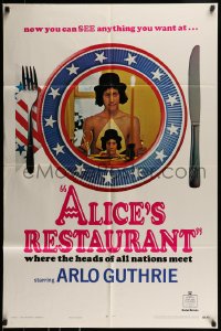 9p035 ALICE'S RESTAURANT style B teaser 1sh 1969 Arlo Guthrie, Arthur Penn musical, R-rated!
