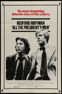 9p039 ALL THE PRESIDENT'S MEN 1sh 1976 Dustin Hoffman & Robert Redford as Woodward & Bernstein!