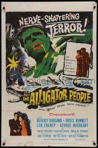 9p040 ALLIGATOR PEOPLE 1sh 1959 Beverly Garland, Lon Chaney, they'll make your skin crawl!