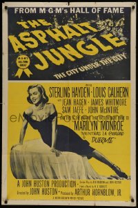 9p061 ASPHALT JUNGLE 1sh R1954 Marilyn Monroe, Sterling Hayden, John Huston classic film noir!