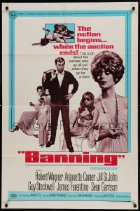 9p073 BANNING 1sh 1967 Robert Wagner, Jill St. John, the action begins when the auction ends!