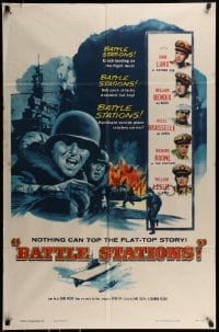 9p079 BATTLE STATIONS 1sh 1956 John Lund, William Bendix, the story of Navy flat-tops!