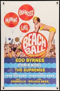9p082 BEACH BALL 1sh 1965 Edd Byrnes, The Supremes, sexy blonde Chris Noel in bikini!