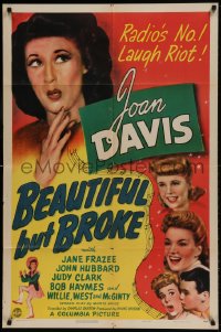 9p086 BEAUTIFUL BUT BROKE 1sh 1943 Joan Davis, Jane Frazee, John Hubbard!